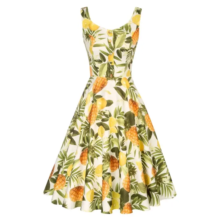 Falda de maceta a la moda con estampado de cereza de verano vintage 2025, estilo retro francés, adecuada para mujeres en fiestas de los años 50 y 60 - 1