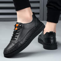 Primera capa de cuero de vaca zapatos de los hombres zapatos de cuero 2025 de los hombres de cuero genuino hechos a mano zapatos casuales de un pedal de cuero suave suela suave zapatos Doudou. - details 45