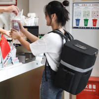 Bolsa térmica extra grande de 35L, impermeable, negra, con asa para el hombro, para entrega y capacidad para alimentos frescos. - details 2
