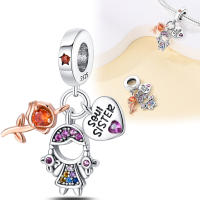 Cuentas de plata esterlina 925 para fabricación de joyas, accesorio de circonia rosa, compatible con Pulsera Original de plata 925 - details 1