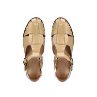 Tela Goma Hebilla Correa Tacones con pezuña Sandalias bajas Mujer Cuero Diapositivas de tacón bajo Ho - details 8