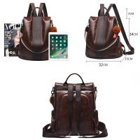 Mochila clásica de cuero sintético suave para mujer, Bolso multiusos a prueba de robo, versión coreana, novedad, envío directo - details 21