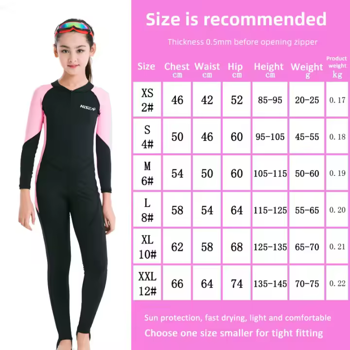 HISEA traje de buceo para niños, bañador de una pieza, manga larga, protector solar, natación, snorkel, puntada de secado rápido - 1