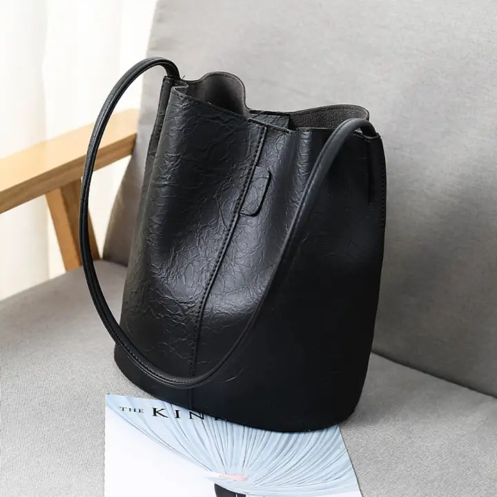 Bolso de hombro Vintage de gran capacidad para mujer, bolso cruzado informal de cuero PU, Color sólido, bolso de compras - 1