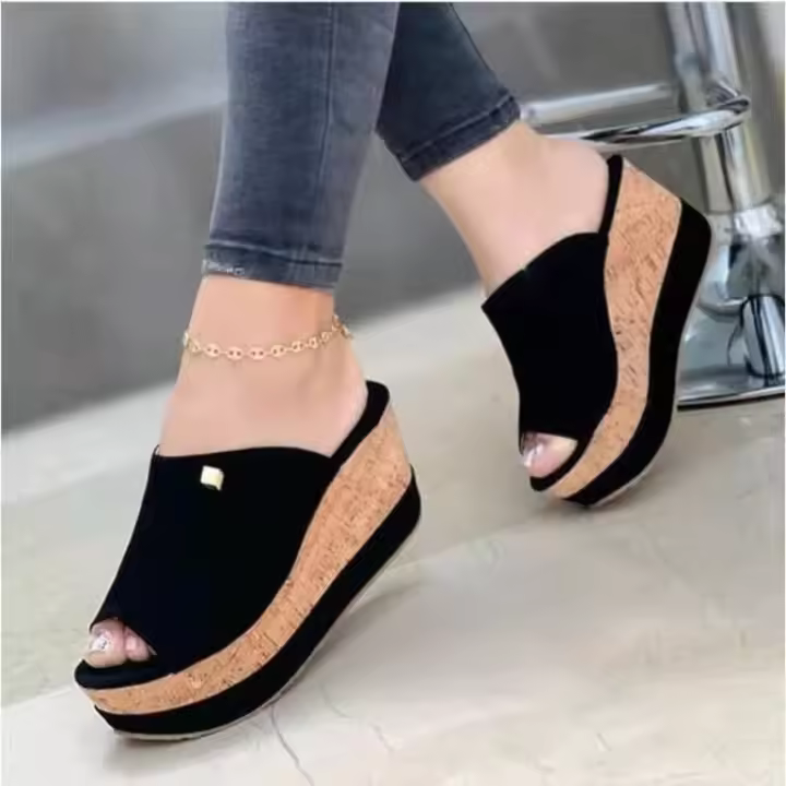 Tacones de Cuña Altos Informales para Mujeres Moda de Deslizamientos - 1