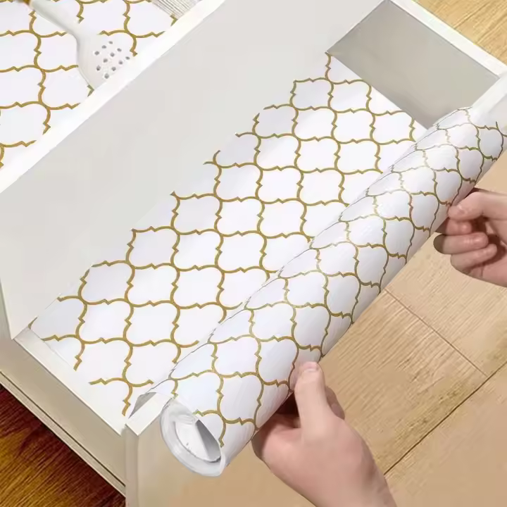 1 rollo de revestimiento para estantes, antideslizante para refrigerador, impermeable y cortable, almohadilla no adhesiva, gabinete a prueba de humedad - 1
