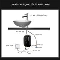 Mini calentador de agua caliente instantáneo, 3000W, 220V, enchufe europeo, negro - details 2