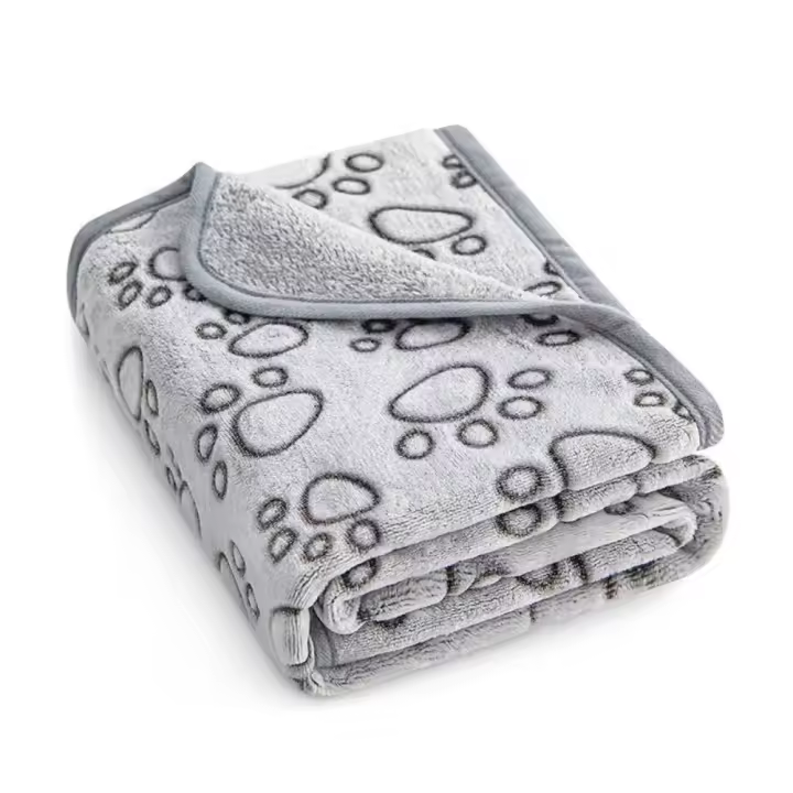 Manta cómoda y esponjosa para perro, manta lavable con patrón de patas para gato, manta calmante suave para mascotas de gran tamaño para invierno - 1