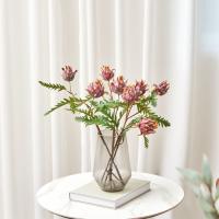 Flor emperador Artificial de 2 cabezas, 59cm, rama realista de Protea Cynaroides, flores falsas de lujo hechas a mano, decoración de jardín al aire libre - details 1