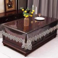 ENCE Mantel rectangular de PVC bordado impermeable, resistente al aceite, transparente, cubierta de mesa, decoración de fiesta - details 3