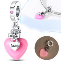 Colgante de corazón de perla brillante en plata para hacer joyas - details 0