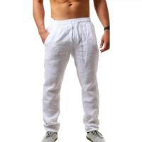 Pantalones De Lino Para Hombre Verano Transpirables Trousers De Lino Fitness Casual Color Sólido Jogging Callejero - details 2