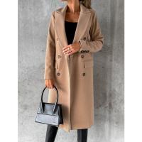 Abrigo de lana de manga larga Simple para mujer, moda de otoño e invierno - details 3