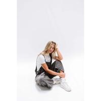 Moda desgastada suelta de pierna ancha cómoda correa casual Denim Overalls para mujer - details 21