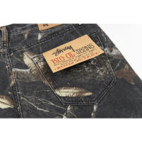 Pantalones capri para hombre con diamantes cortados en llamas de moda superior en 2025, pantalones vaqueros casuales de hip-hop para parejas, pantalones cortos lavados de calle americana para deportes de verano al aire libre - details 10