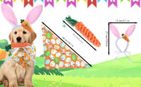 4 disfraces de PCS, diadema con orejas de conejo para perro, pañuelo con patrón temático de huevos de Pascua para perros pequeños y medianos - details 1