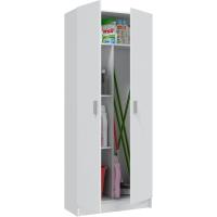 Armario Multiusos, Escobero, 2 Puertas, Acabado en Color Blanco Mate, Medidas: 73 cm (Ancho) x180 cm (Alto) x 37 cm (Fondo) - details 6