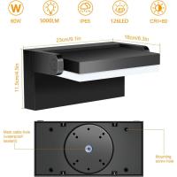 Apliques LED 60W Pared Exterior Interior 360 °   Rotación Negra Lámpara de Pared para Entrada Terraza Pasillo Focos LED Exterior 5000 Lumen Blanco Cálido 3000K Impermeable - details 3