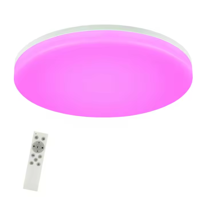CBJKTX Plafón LED para baño regulable con mando a distancia plano Ø22CM 18W lámpara de cocina redonda RGB lámpara de pasillo IP54 - 1