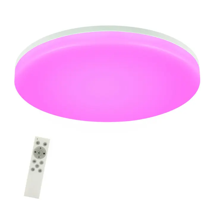 CBJKTX Plafón LED para baño regulable con mando a distancia plano Ø22CM 18W lámpara de cocina redonda RGB lámpara de pasillo IP54 - 1