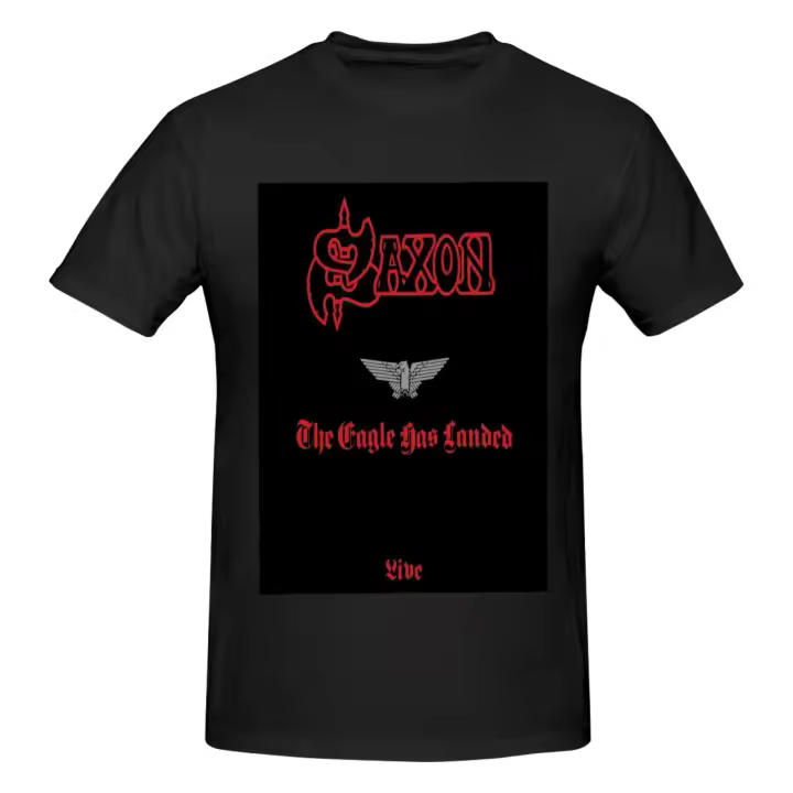 Camiseta de manga corta para hombre, Camisa de algodón, color negro, Saxon The Eagle Has Landed - 1