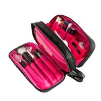 Mini bolsa de maquillaje negra para mujer, bolsa de almacenamiento de nailon de viaje de diseñador para niña, bolsas de cosméticos pequeñas con cremallera doble diaria a la moda - details 0
