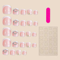 Uñas postizas rosas con diamantes de imitación, Uñas postizas ultraflexibles de larga duración para vestido de niña caliente a juego - details 2