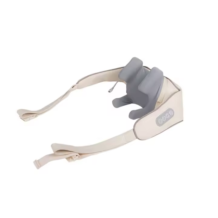 Masajeador eléctrico 6D para cuello, almohada para aliviar el dolor, hombros, espalda Cervical, chal relajante muscular, color Beige - 1