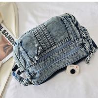 Bolso cruzado Retro vaquero de tela vaquera con cremallera de alta capacidad para mujer, bolso para axila, bolso de lona con correa ajustable, ropa informal - details 10