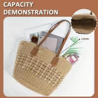 Bolso de Paja Hueco a Moda Casual Bolso de Playa para Mujeres de Gran Capacidad con Cinturón de Trenza Ideal para Compras Diarias y Viajes - details 5