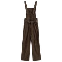 Monos vaqueros marrones para mujer, ropa de calle, monos vaqueros de verano, diseño elegante, monos vaqueros holgados rectos de gran tamaño Vintage - details 6
