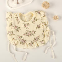 Bib De Bebé De Algodón 100% Con Encaje Retro Y Volante 4 Capas Impermeable Para Niños Y Niñas Estilo Vintage Con Patrón Floral - details 12