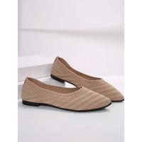 Nuevos Zapatos planos con punta puntiaguda para oficina, barco, Color sólido, tejidos, sin cordones, zapatillas De Ballet informales, mocasines para Mujer, Zapatos De Mujer - details 3