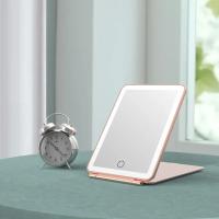 Espejo de Maquillaje Plegable LED Portátil 3 Modos de Luz Cargable USB Pantalla Táctil Rosa - details 1