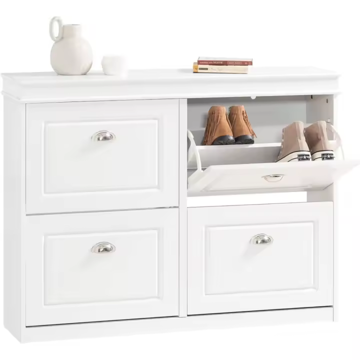 4 Puertas Armarios Dormitorio Recibidor Entrada Organizador para Zapatos Blanco 105 x 24 x 83 cm FSR79-W ES - 1