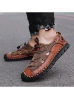 Gran oferta de sandalias de verano para hombre, sandalias de playa antideslizantes para exteriores para hombre, zapatos de cuero genuino hechos a mano para hombre, zapatillas deportivas de moda para hombre - details 1
