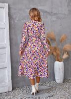 Elegante Vestido Midi de Moda Retro Cuello en V Floral Largo Mango para Mujeres - details 11