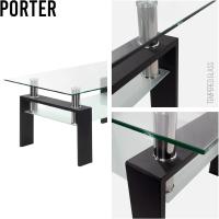 Mesa Moderna de Centro con Tapa de Cristal Transparente y Base de Metal Negro (100x60 cm) - details 2