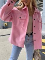 Abrigo de lana de manga larga con un solo pecho para viajeros de color sólido de nueva moda - details 2