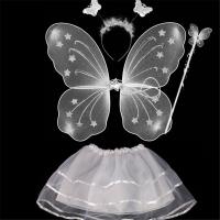 Faldas de tutú de hadas coloridas para niños, conjuntos de disfraces de princesa, diadema de varita, ropa de alas de mariposa - details 7