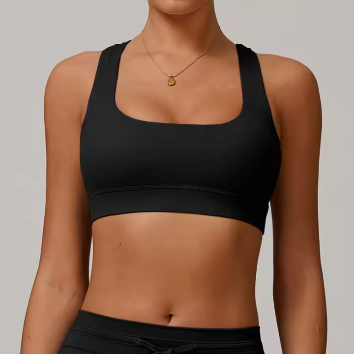 Sujetador de yoga antideslizante de alto soporte para mujer, espalda cruzada, sujetador deportivo grueso, gimnasio, correr, fitness - 1