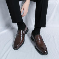 Zapatos formales de negocios para hombre, calzado de cuero PU de tacón bajo, estilo británico, hebilla de Metal a la moda - details 21