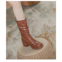 Botas Altas De Tacón Grueso Para Mujer, Botas De Moto De Cabeza Cuadrada, Nuevas Botas De Vaquero Occidental - details 5