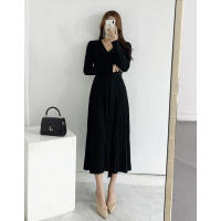 Vestidos largos de punto maxi 2023 Mujer Invierno Ropa básica Vestido suéter cálido con cordones y cinturón Vestidos - details 5