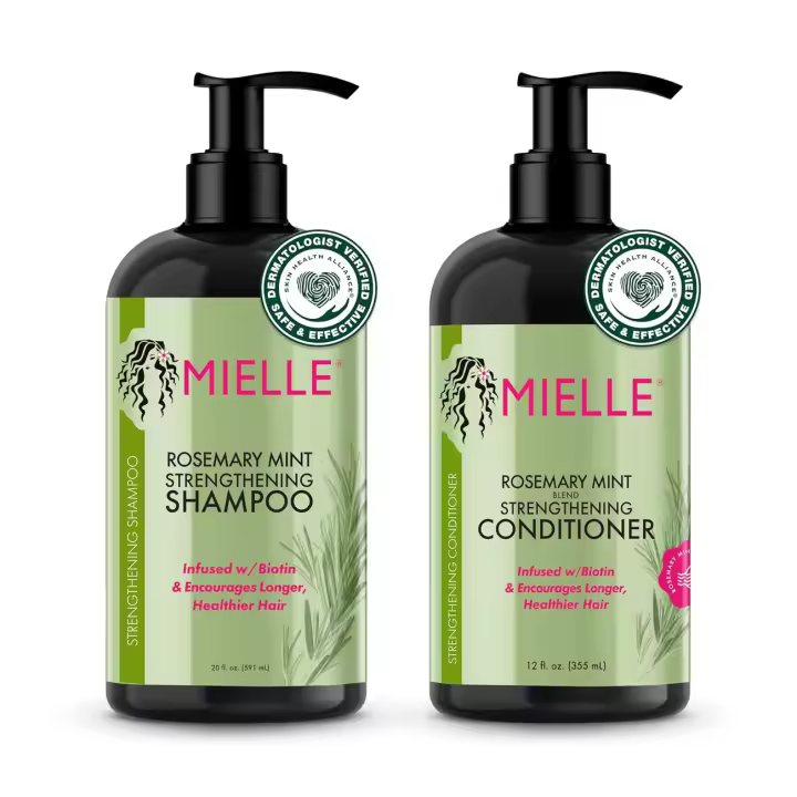 Mielle Organics Champú acondicionador fortalecedor de menta y romero con infusión de biotina, limpia y ayuda a fortalecer lo débil y quebradizo - 1
