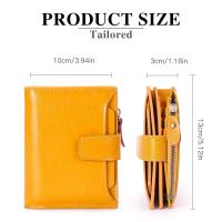 Billetero pequeño para mujer, Tarjeta con protección RFID, Billetero de piel, Regalo para mujer, Billetero de piel auténtica, Color sólido, Elegante - details 1