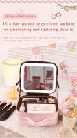 Neceser de maquillaje con espejo y luz de 3 colores, neceser de viaje con espejo portátil, organizador de maquillaje iluminado - details 3