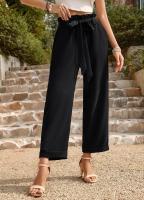 Pantalones de pierna ancha de moda de oficina de mujer de estilo clásico de cintura alta - details 7