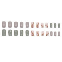 24 Piezas De Uñas Postizas Cortas Y Cuadradas Simples Y Moda Con 1 Pegamento De Uñas Y 1 Linterna W1059 Material De Resina - details 3