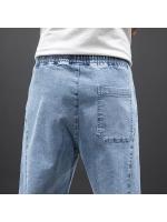 Pantalones Cargo Harem Para Hombre Negro Azul Estilo Callejero Primavera Verano Denim Midweight Cierre Con Cordón Talla Grande Hasta 8XL - details 7